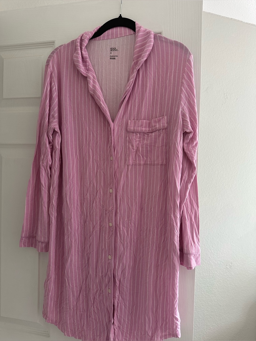 Pink Striped Button-Up Nightshirt